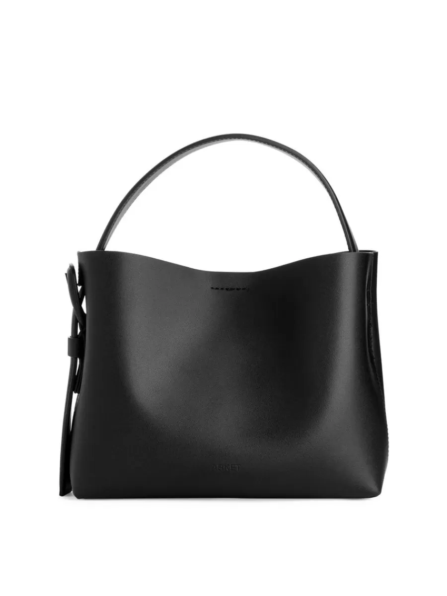 Shop ARKET Leather Crossbody Bag Black