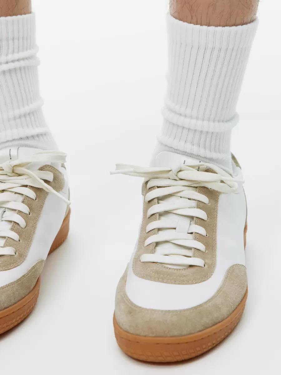 Discount ARKET Leather Trainers White/Beige
