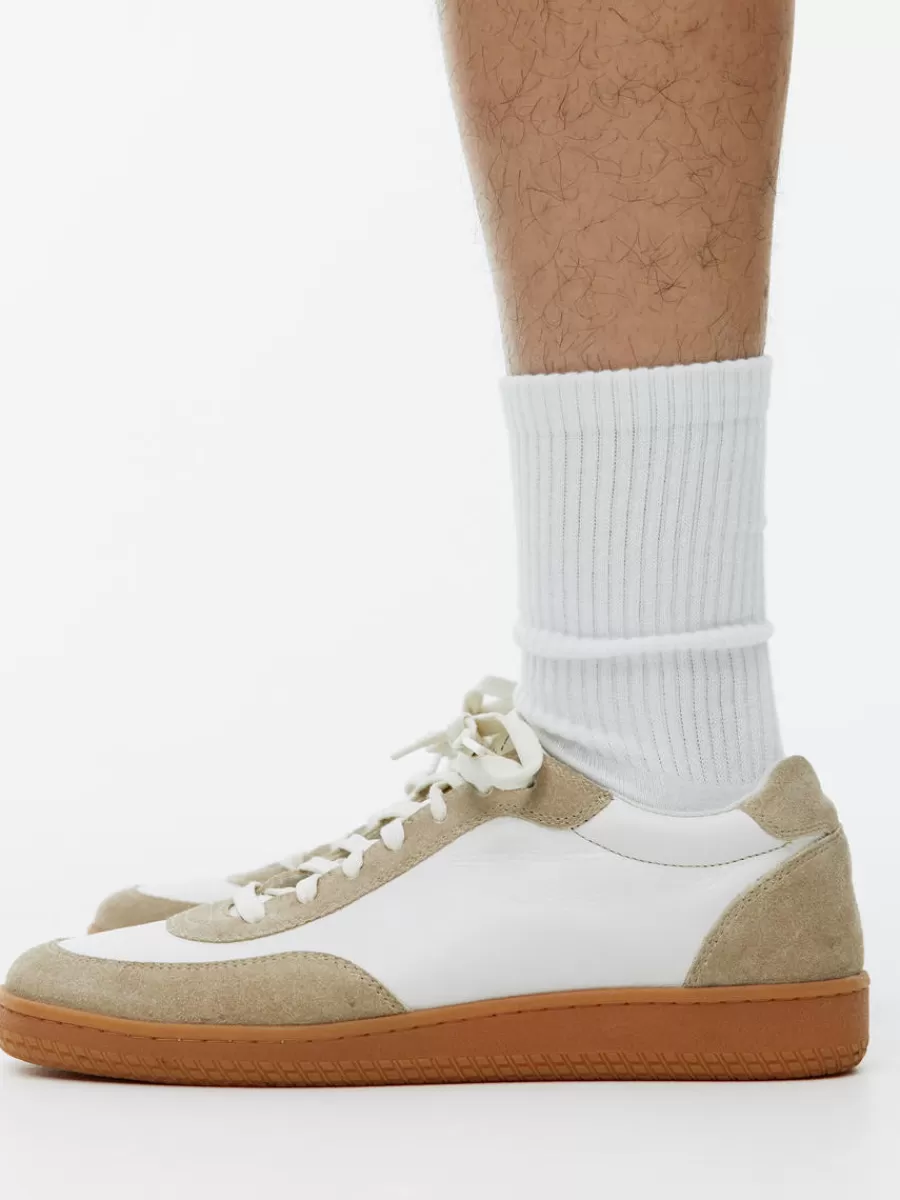 Discount ARKET Leather Trainers White/Beige