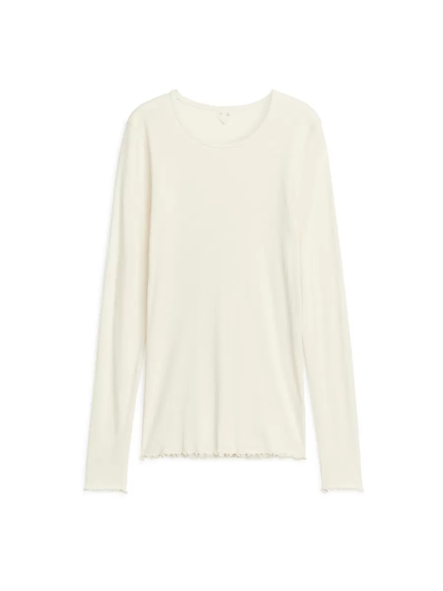 Cheap ARKET Lettuce-Edge Ribbed Top White