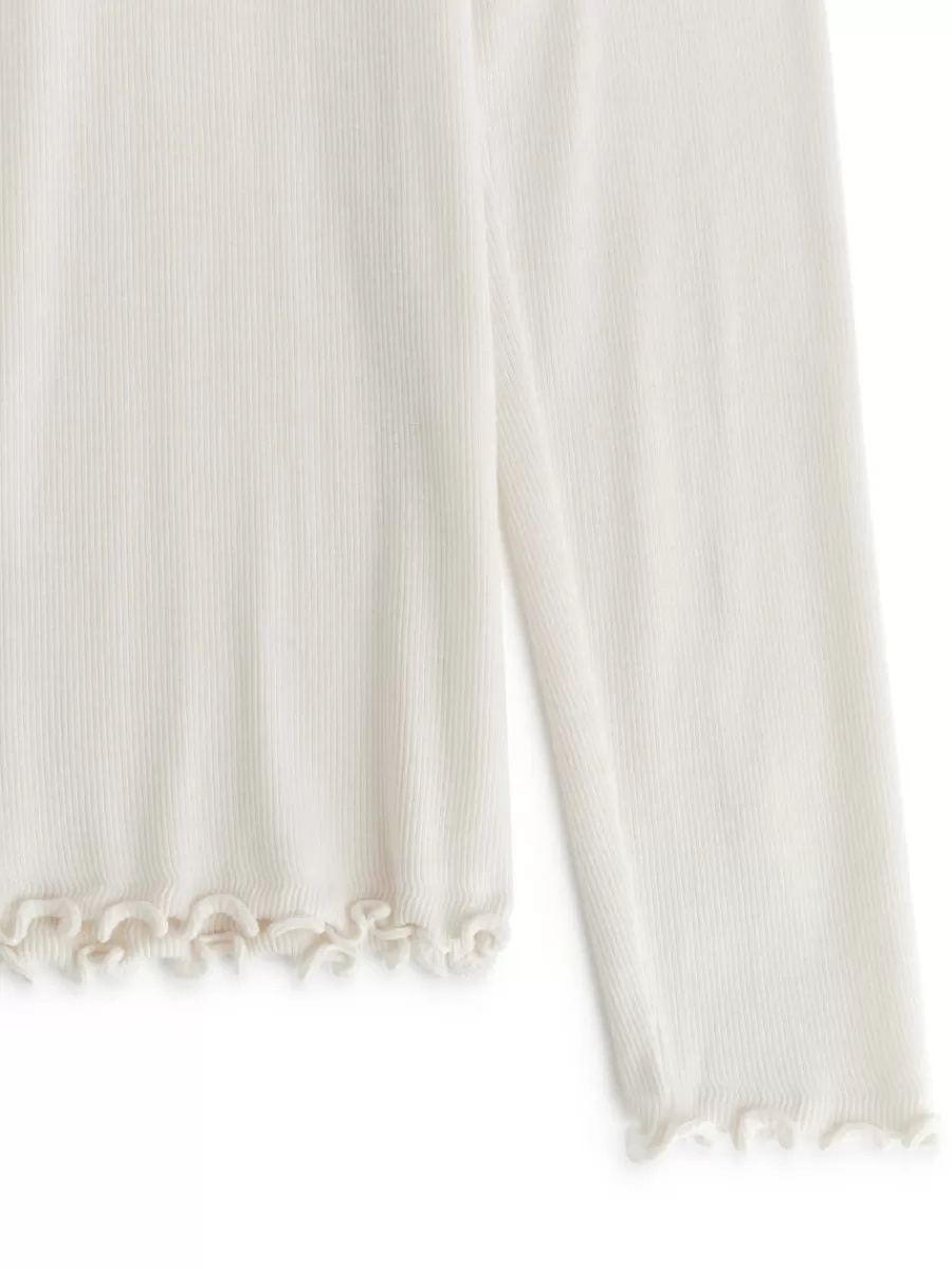 Cheap ARKET Lettuce-Edge Ribbed Top White