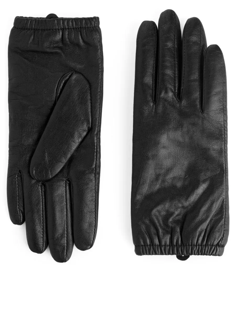 Best ARKET Lined Leather Gloves Black