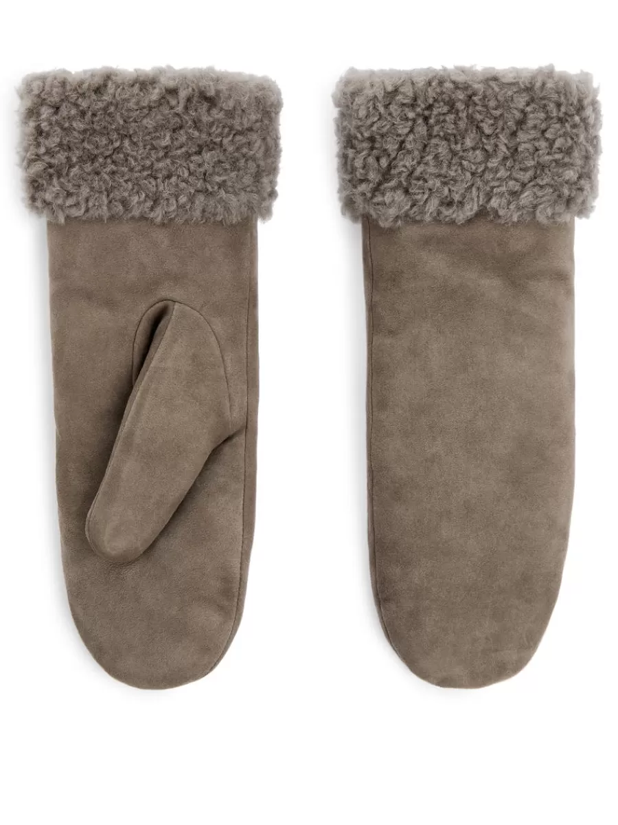 Best Sale ARKET Lined Suede Mittens Mole