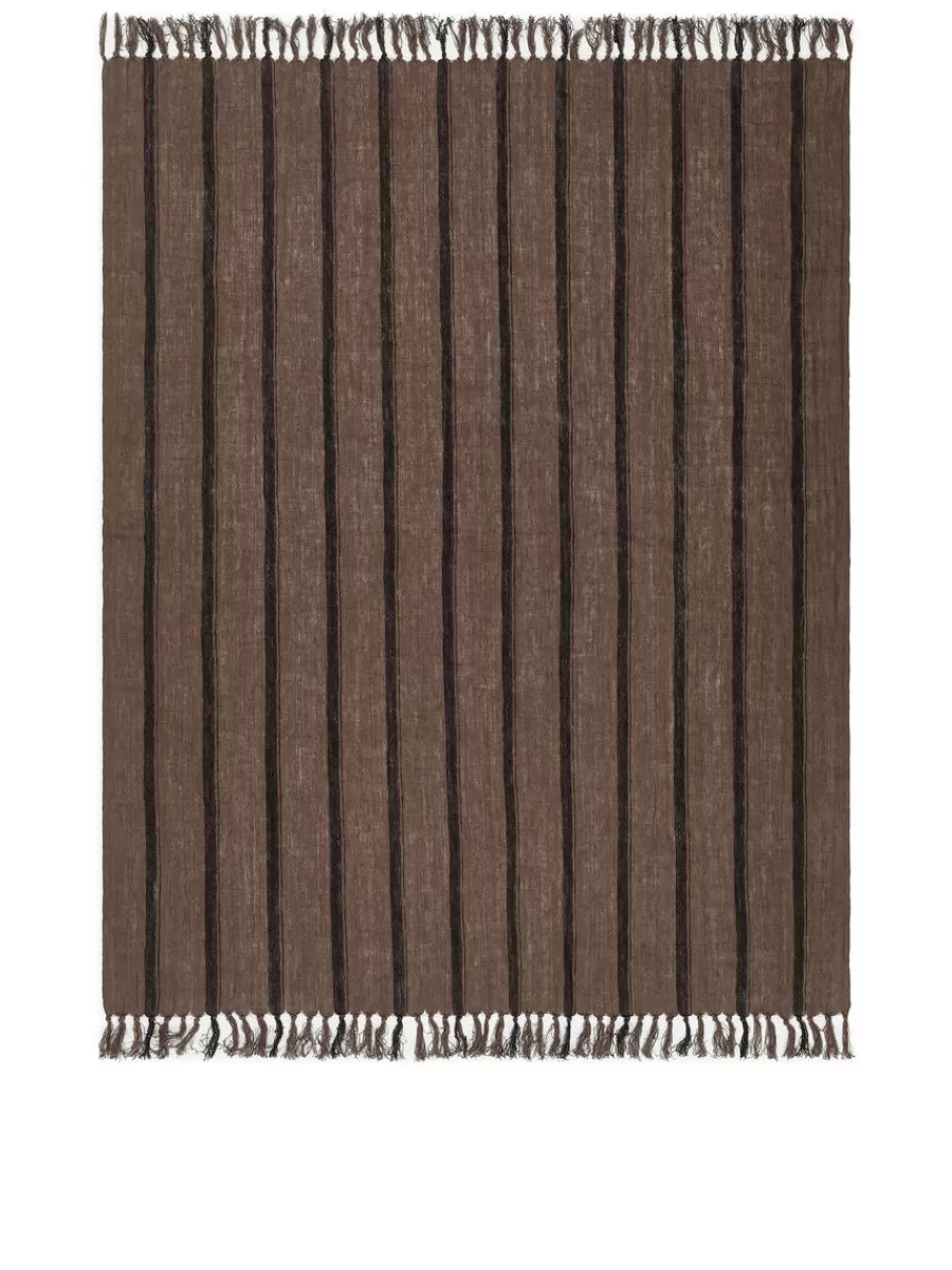 Hot ARKET Linen Blanket Brown/Black