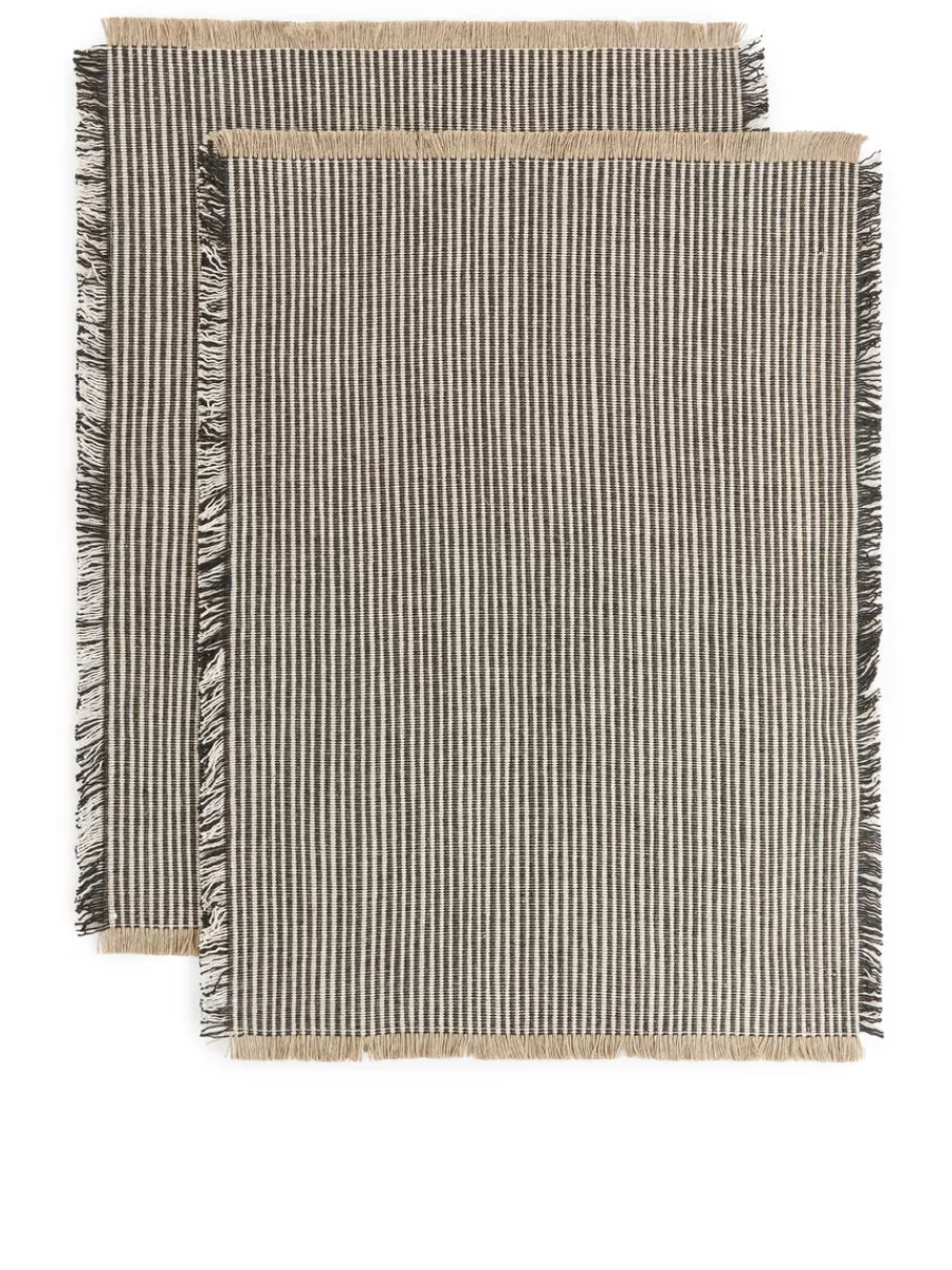Outlet ARKET Linen Blend Placemat Set Of 2 Black/Beige