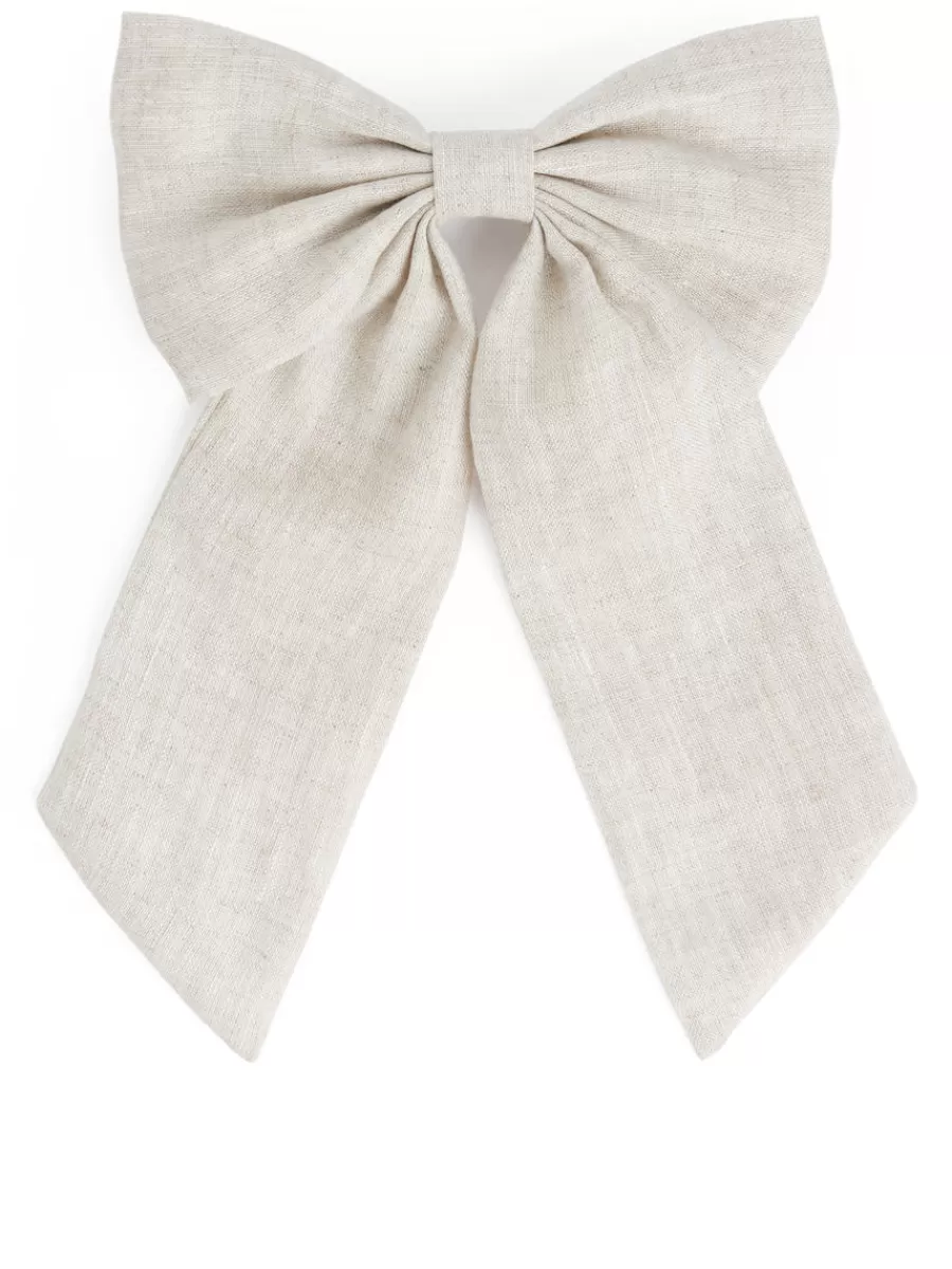 Cheap ARKET Linen Bow Hair Clip Light Beige