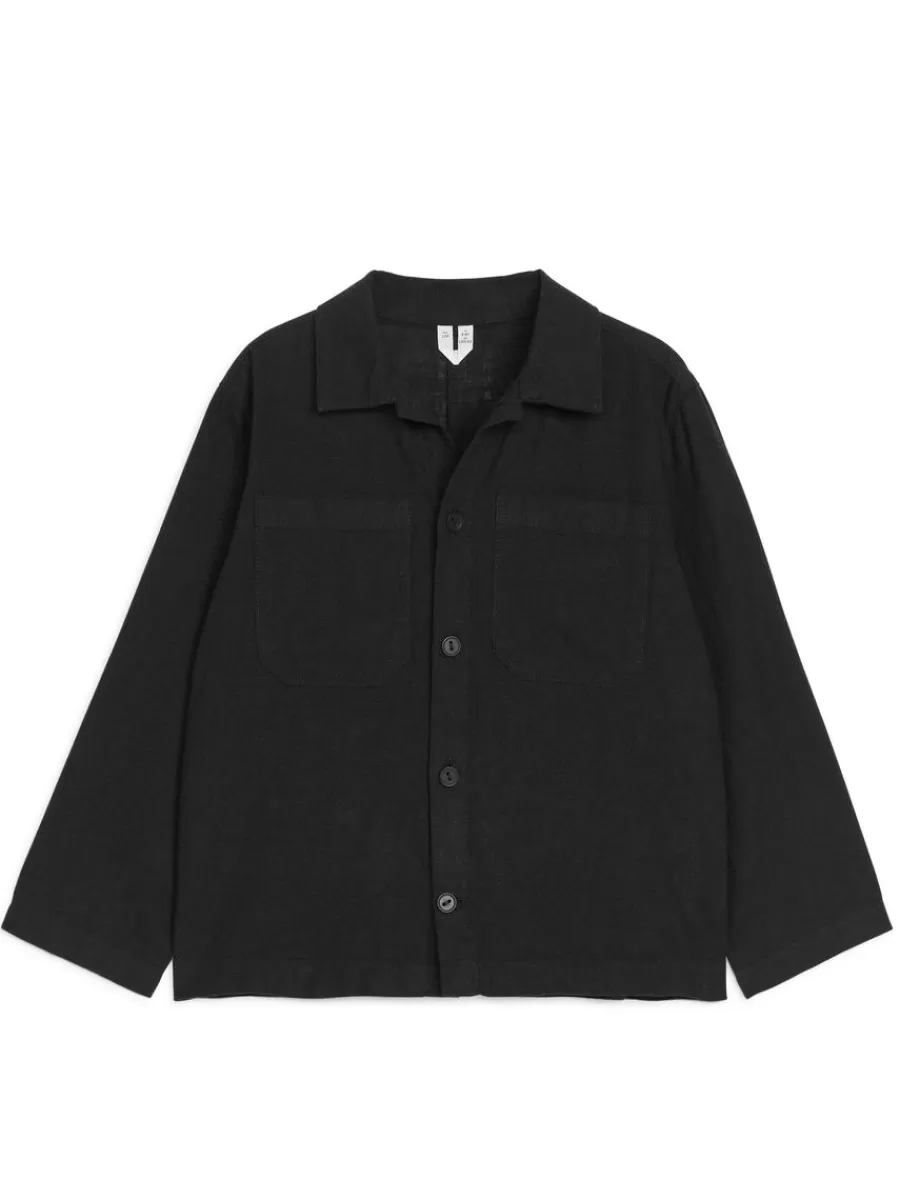 Store ARKET Linen Cotton Overshirt Black
