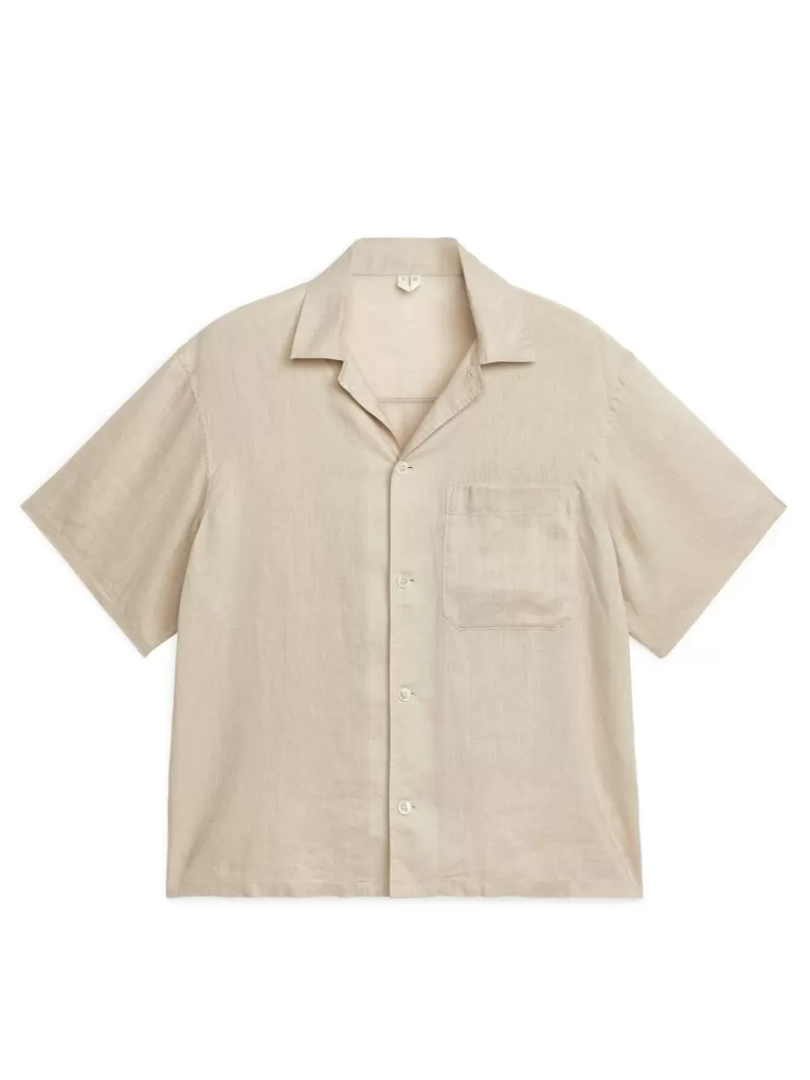 Shop ARKET Linen Resort Shirt Beige