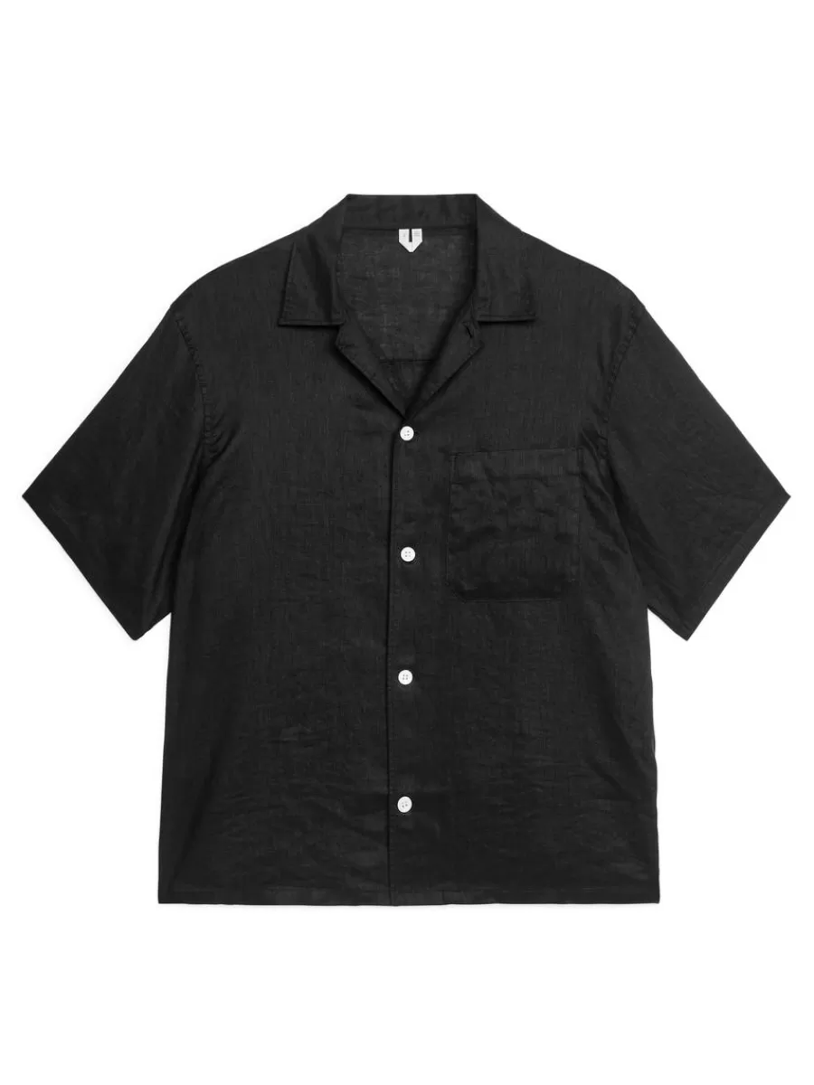 Best Sale ARKET Linen Resort Shirt Black