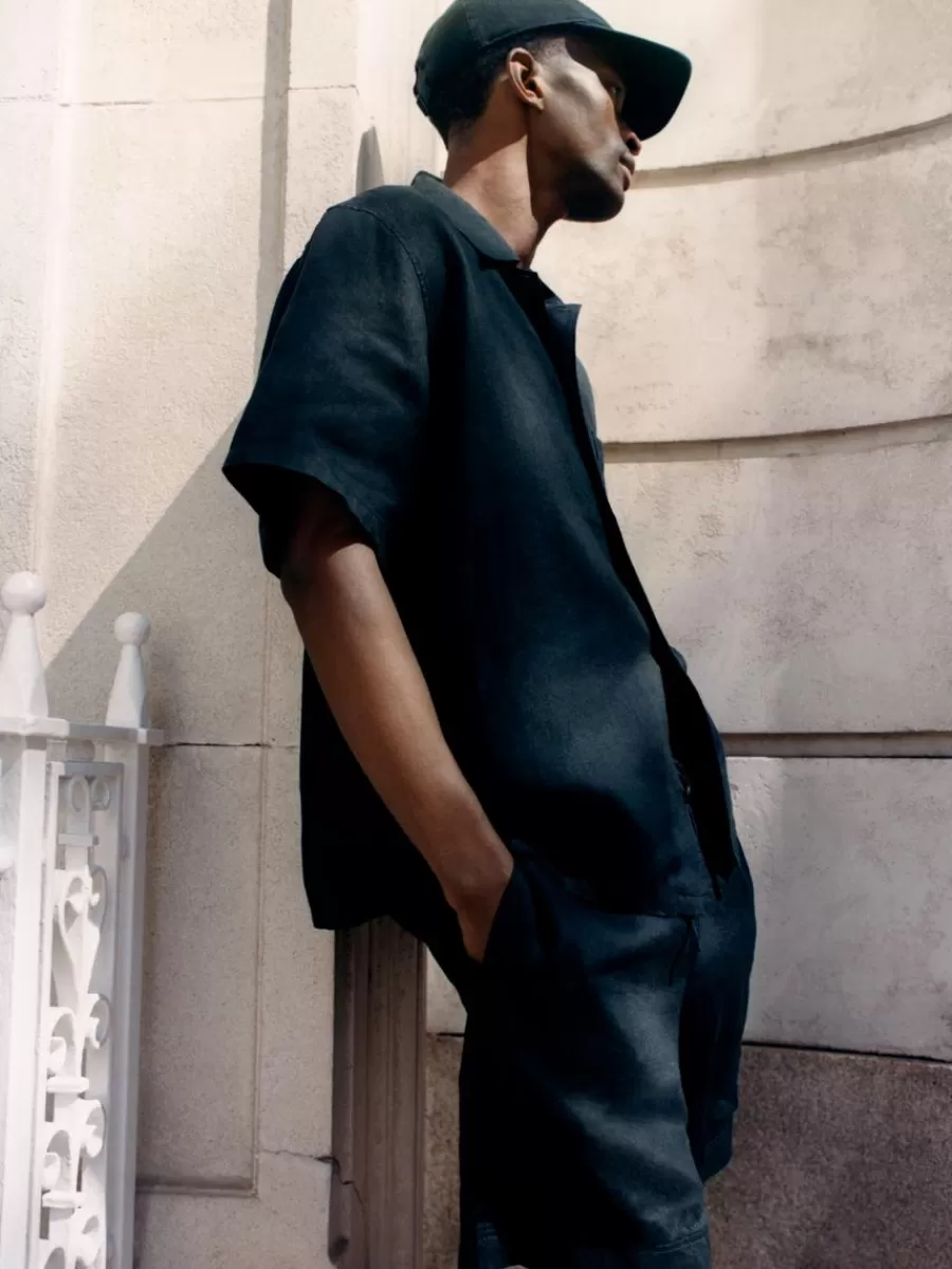 Best Sale ARKET Linen Resort Shirt Black