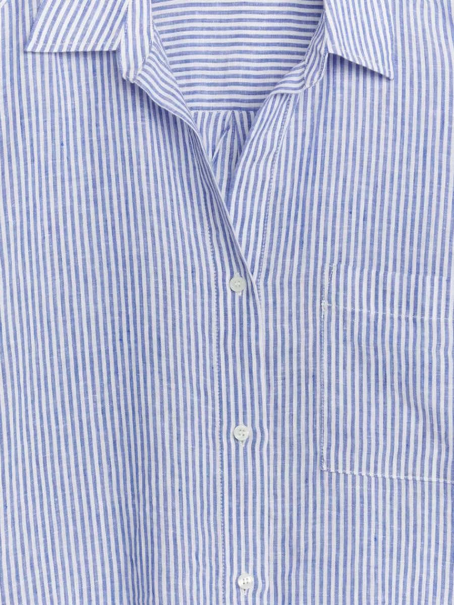 Best Sale ARKET Linen Resort Shirt Blue/White