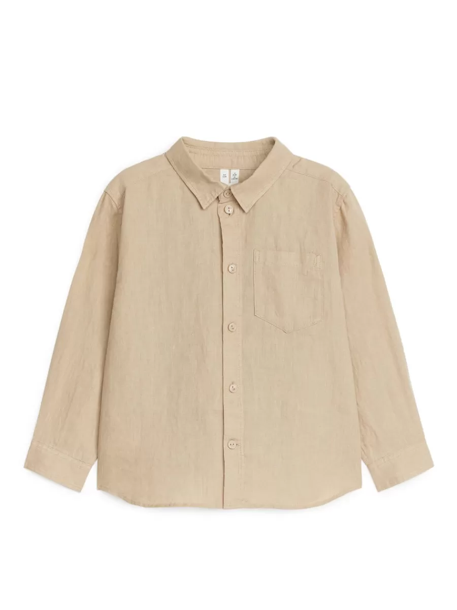 Cheap ARKET Linen Shirt Beige