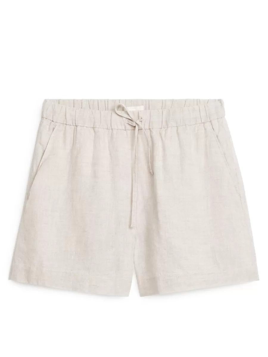 Online ARKET Linen Shorts Beige