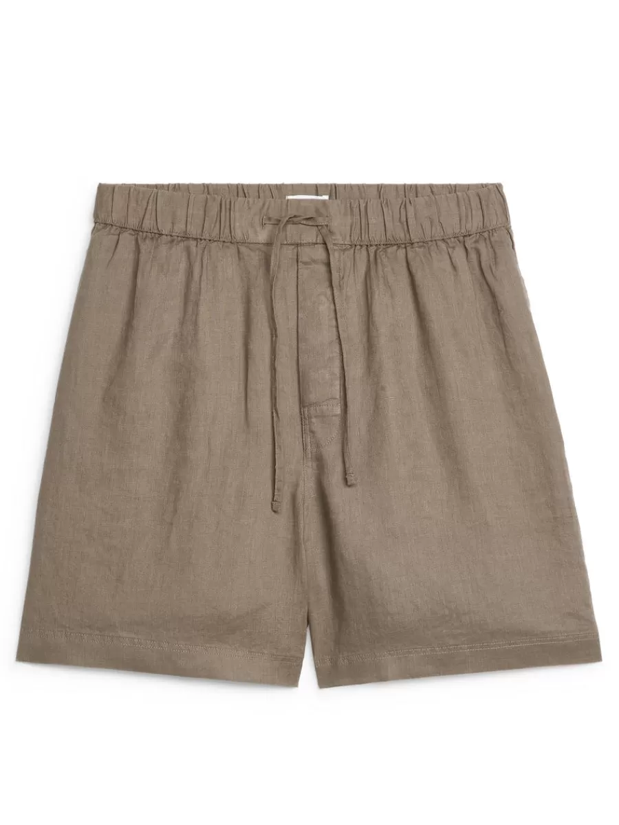 Cheap ARKET Linen Shorts Mole