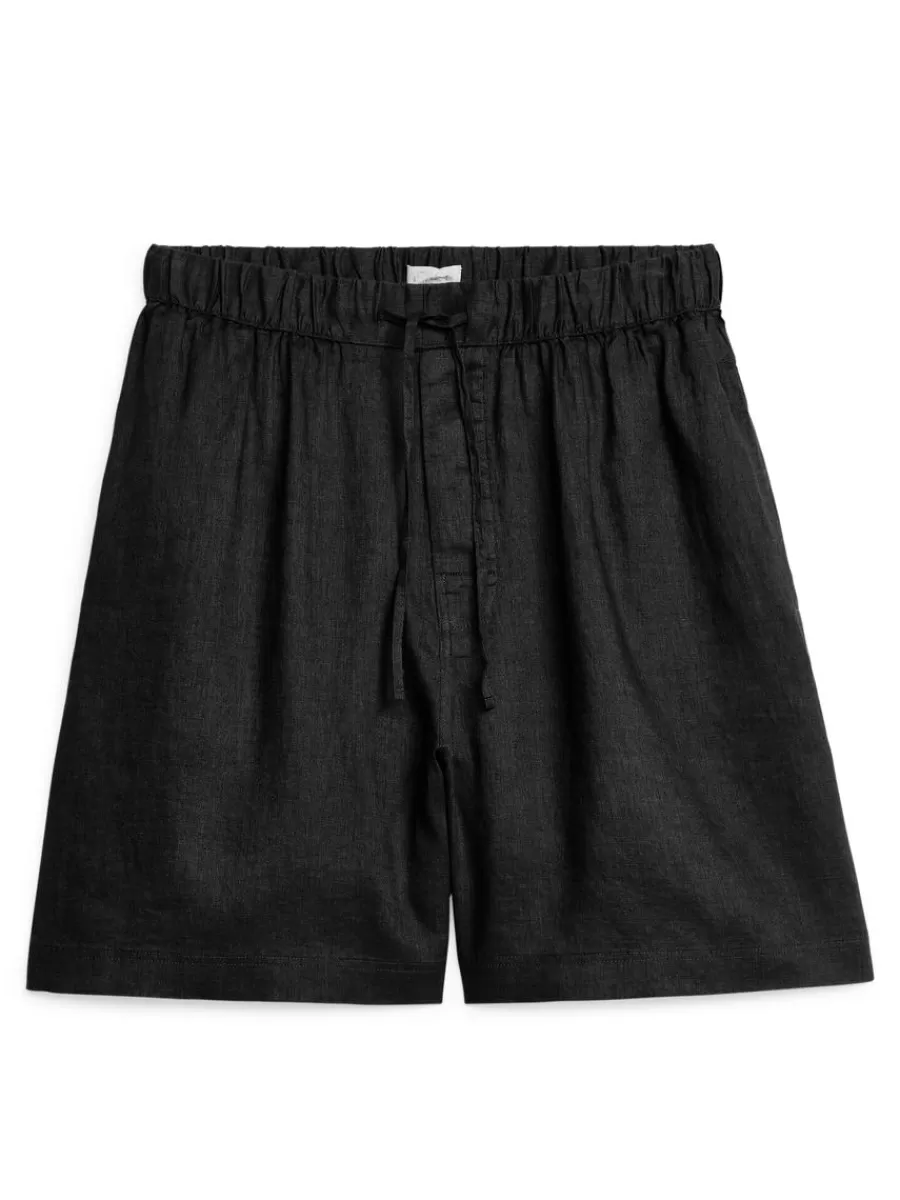 Online ARKET Linen Shorts Black