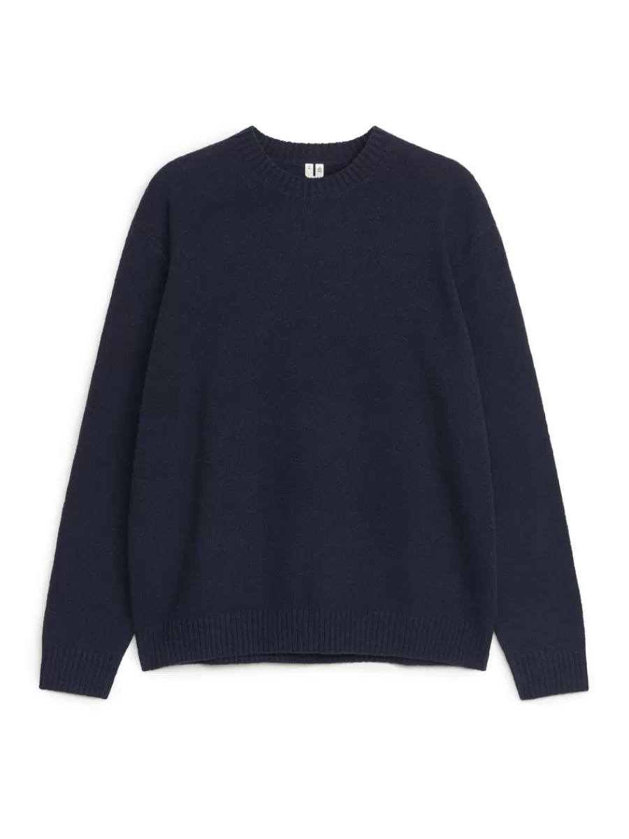 Discount ARKET Linen Silk Jumper Dark Blue