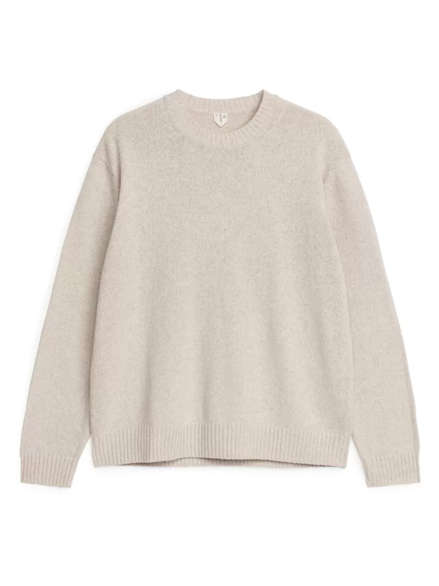 New ARKET Linen Silk Jumper Light Beige