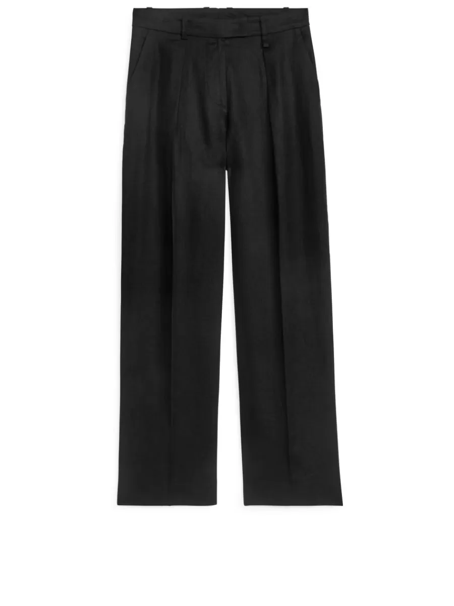 Flash Sale ARKET Linen Trousers Black