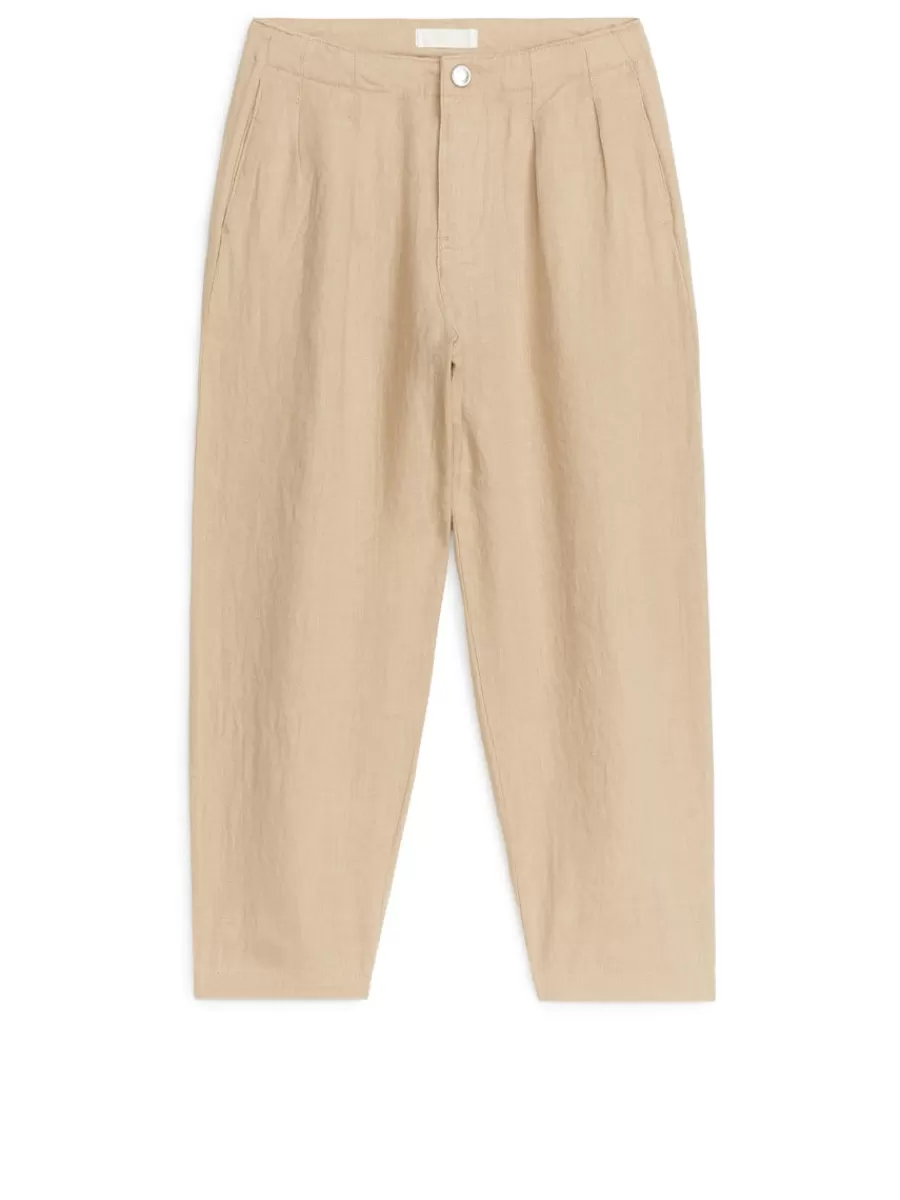Cheap ARKET Linen Trousers Beige