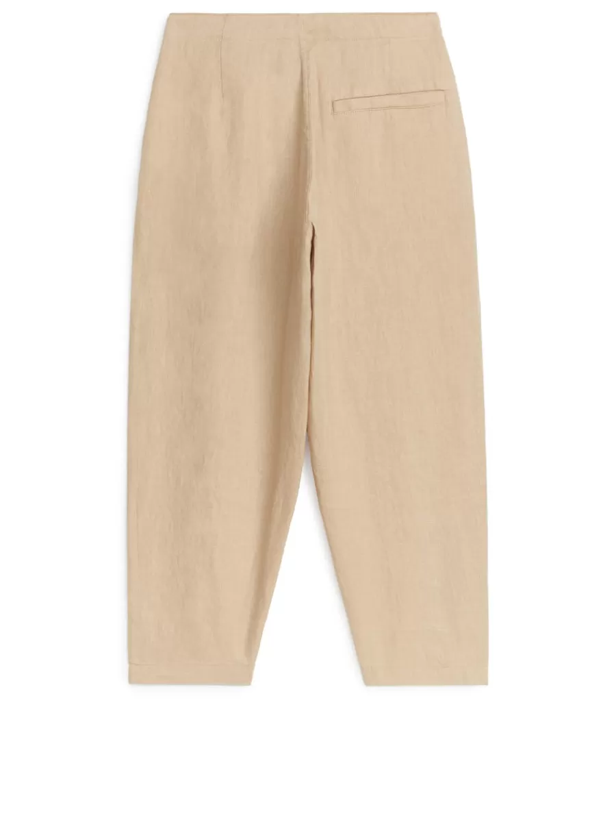 Cheap ARKET Linen Trousers Beige