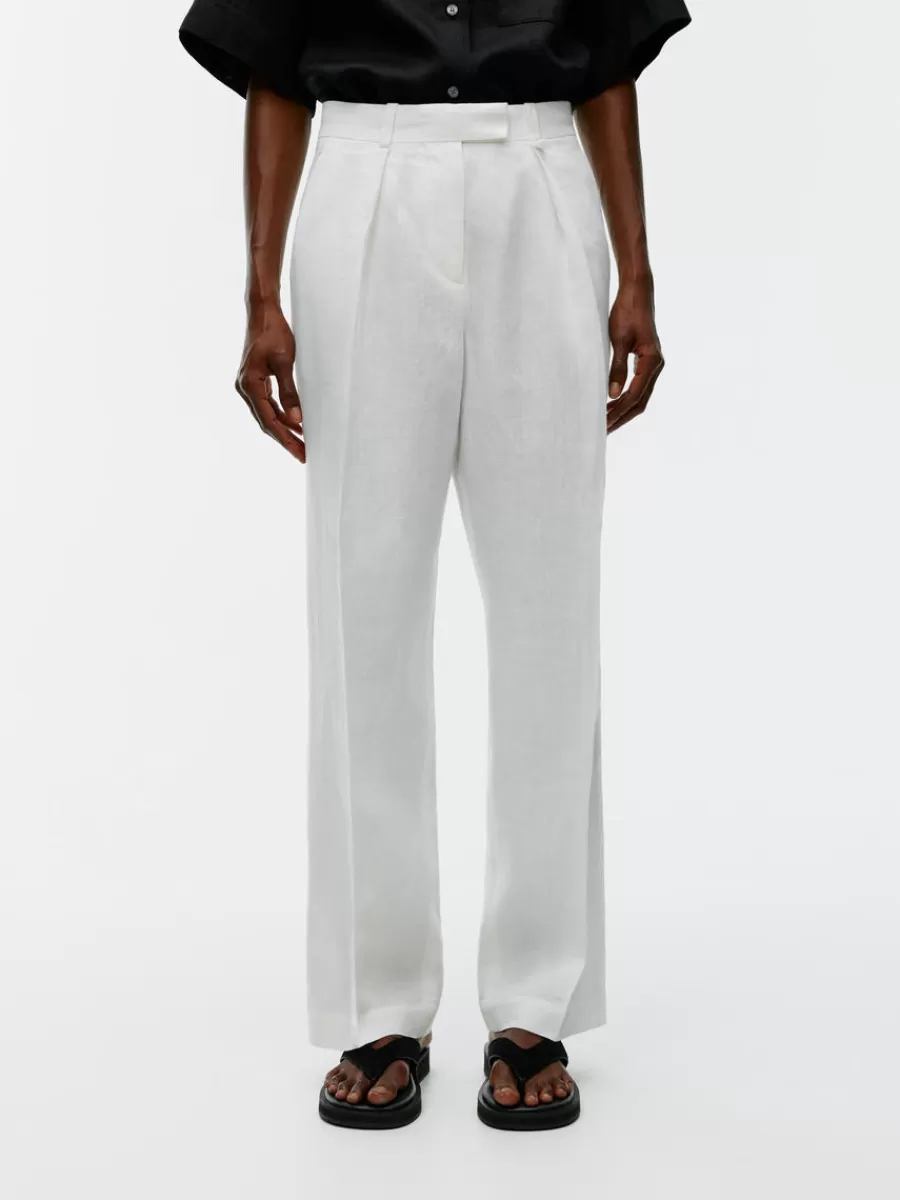 Cheap ARKET Linen Trousers White