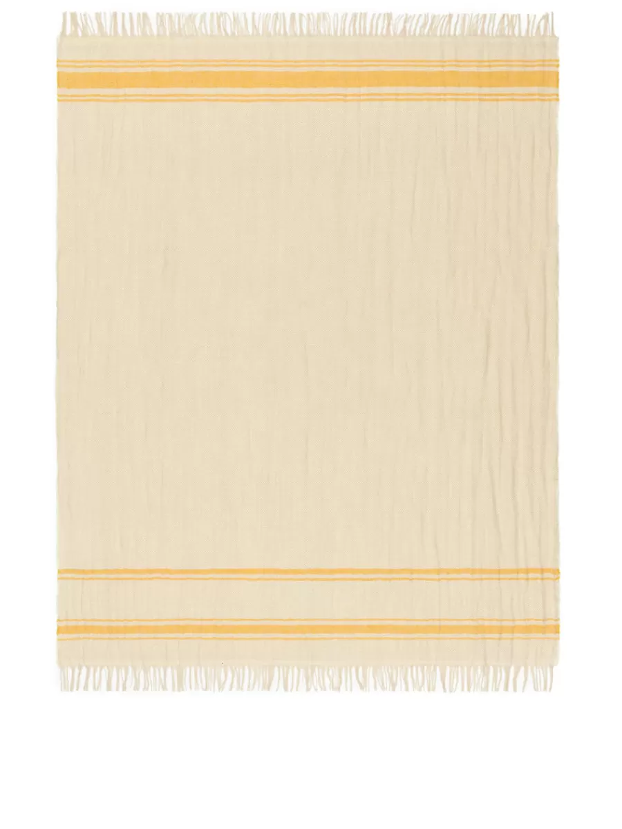 Hot ARKET Linen Wool Blanket Off White/Yellow
