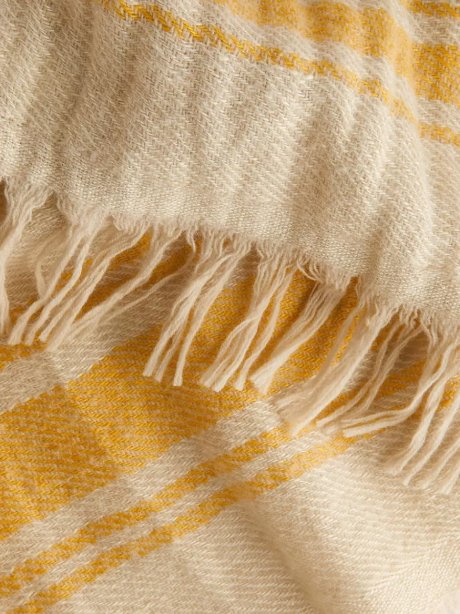 Hot ARKET Linen Wool Blanket Off White/Yellow