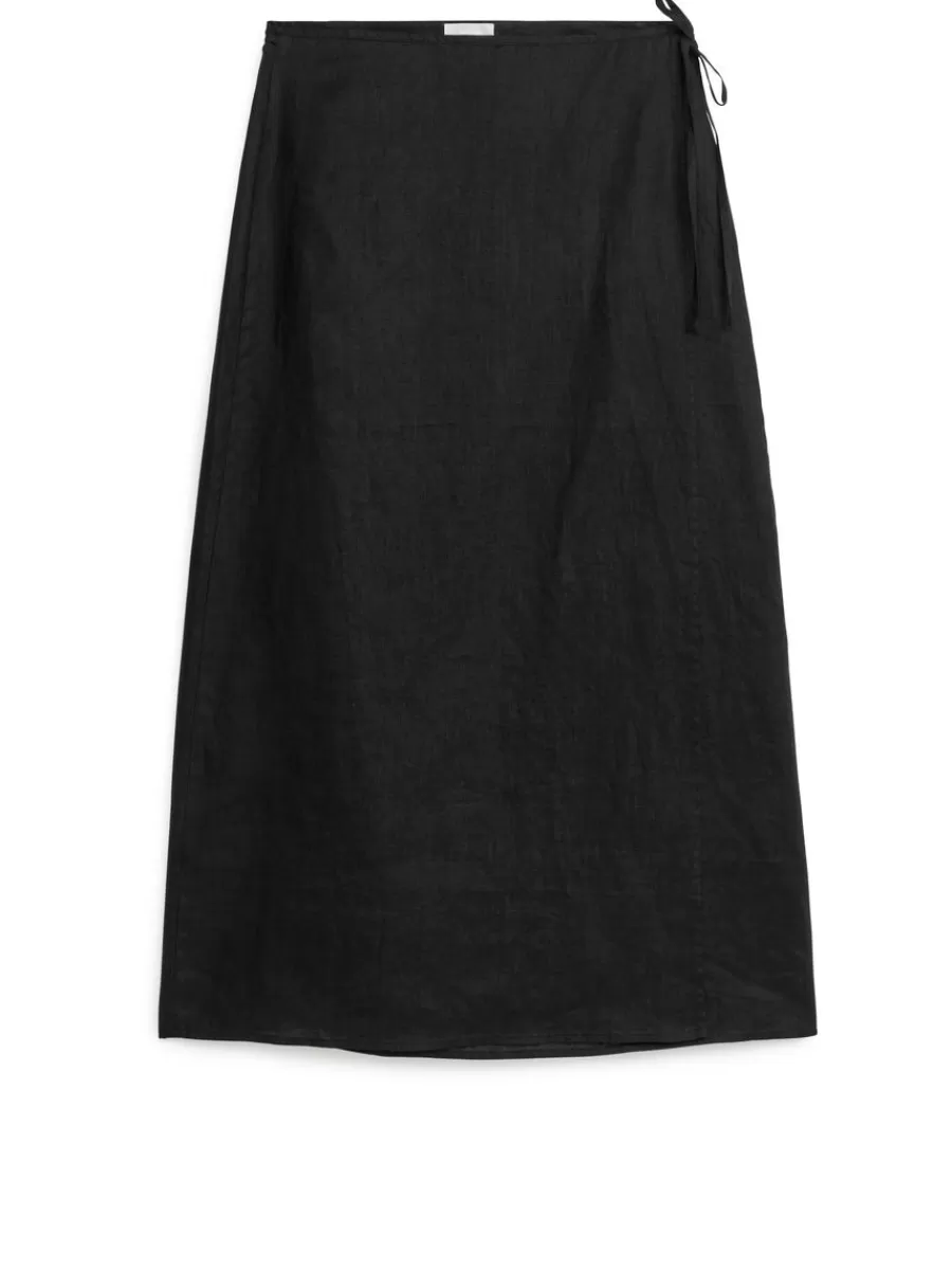 Best ARKET Linen Wrap Skirt Black