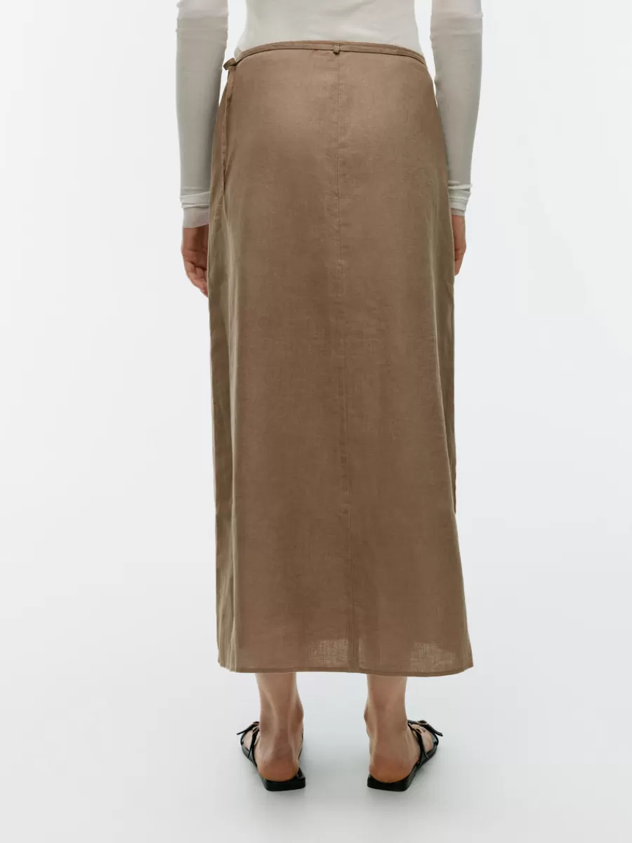 Outlet ARKET Linen Wrap Skirt Dark Mole