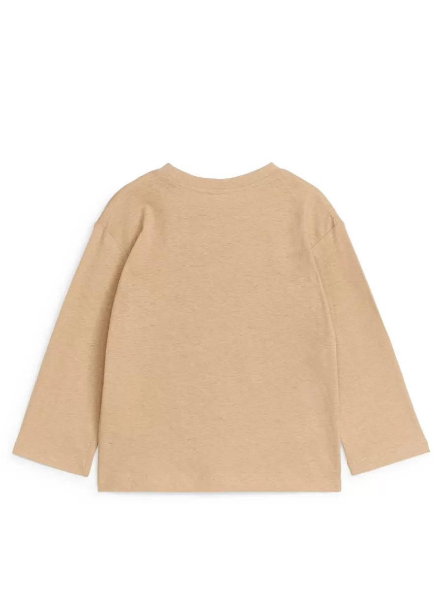 Best ARKET Linen-Blend Long Sleeve T-Shirt Beige