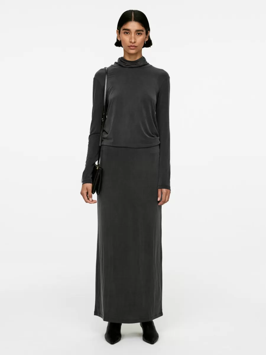 Shop ARKET Long Cupro Skirt Black
