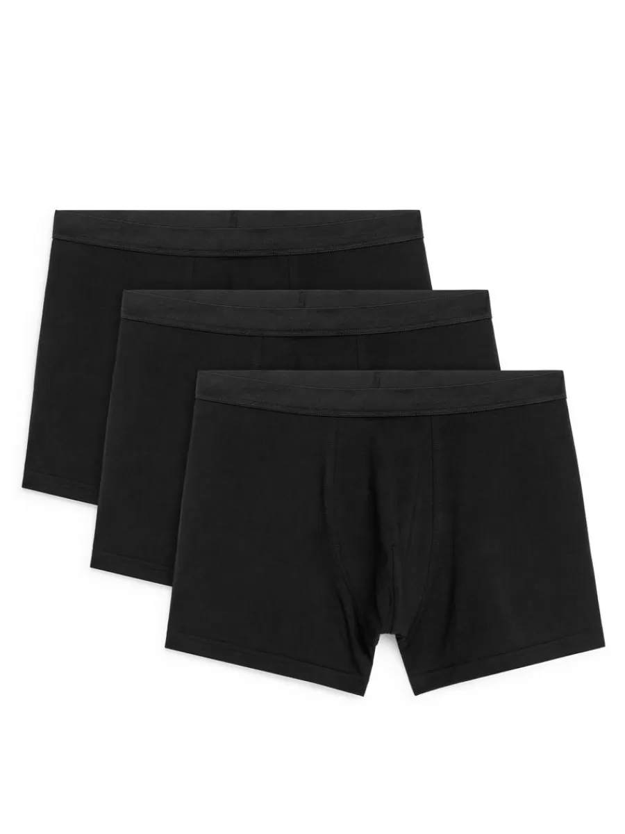 New ARKET Long Jersey Trunks Set Of 3 Black
