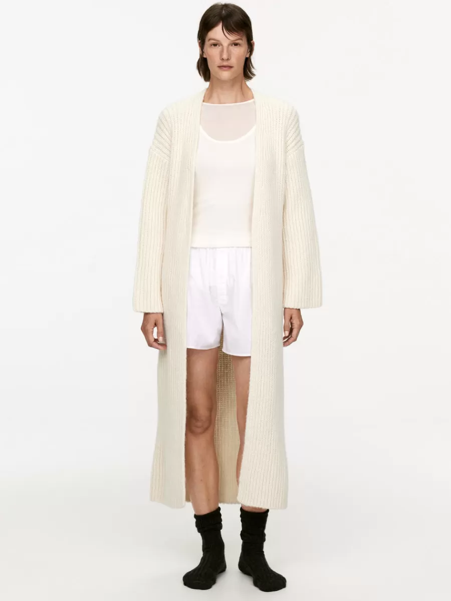Shop ARKET Long Rib Cardigan White