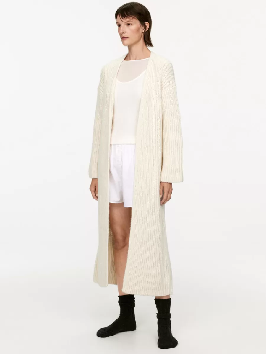 Shop ARKET Long Rib Cardigan White