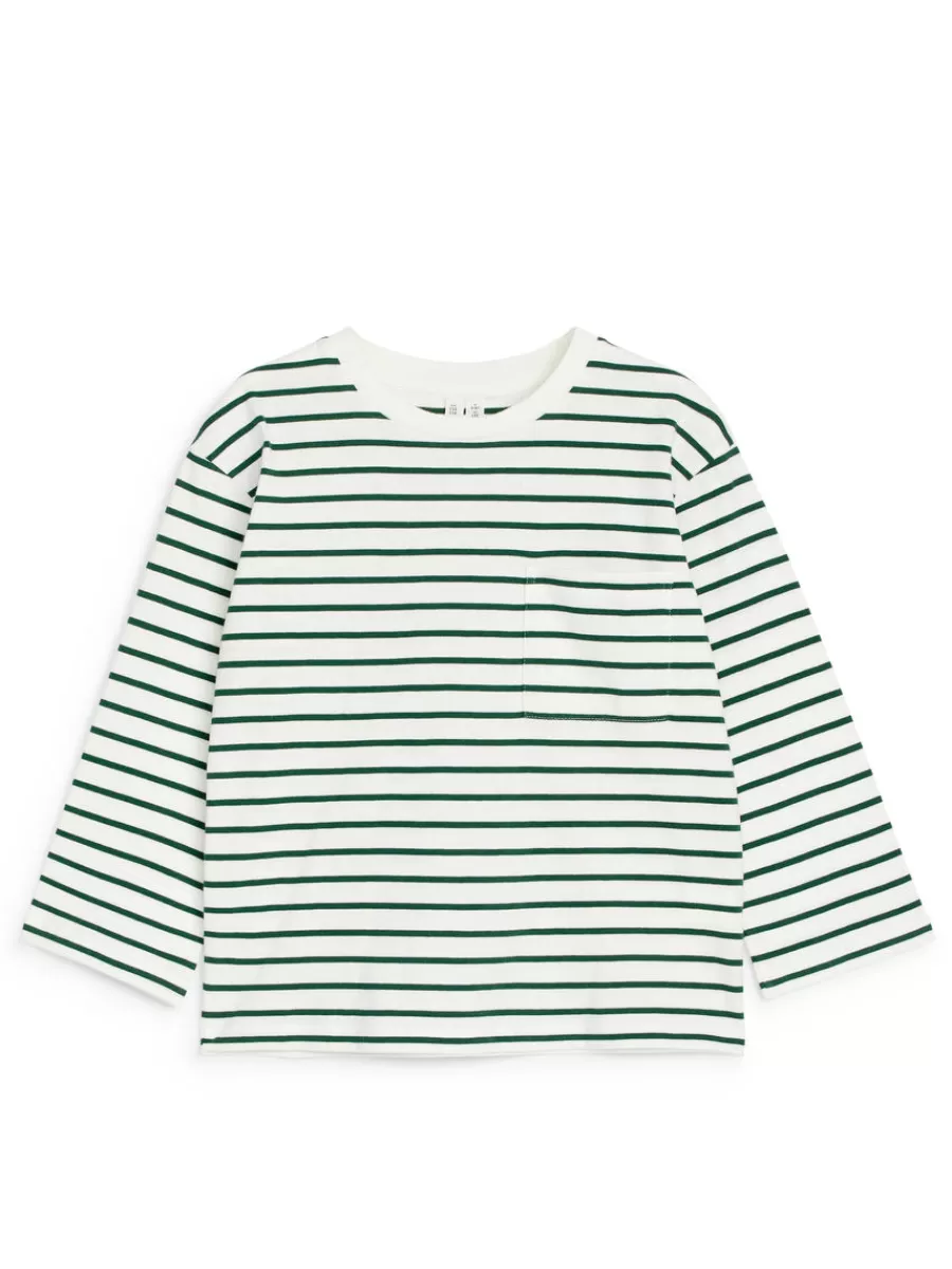 Store ARKET Long Sleeve T-Shirt White/Dark Green