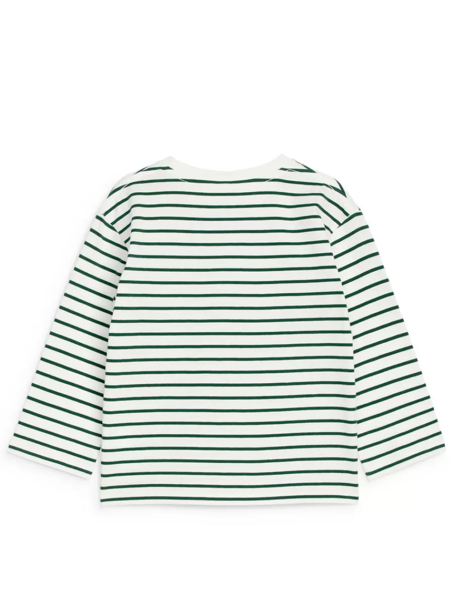 Store ARKET Long Sleeve T-Shirt White/Dark Green
