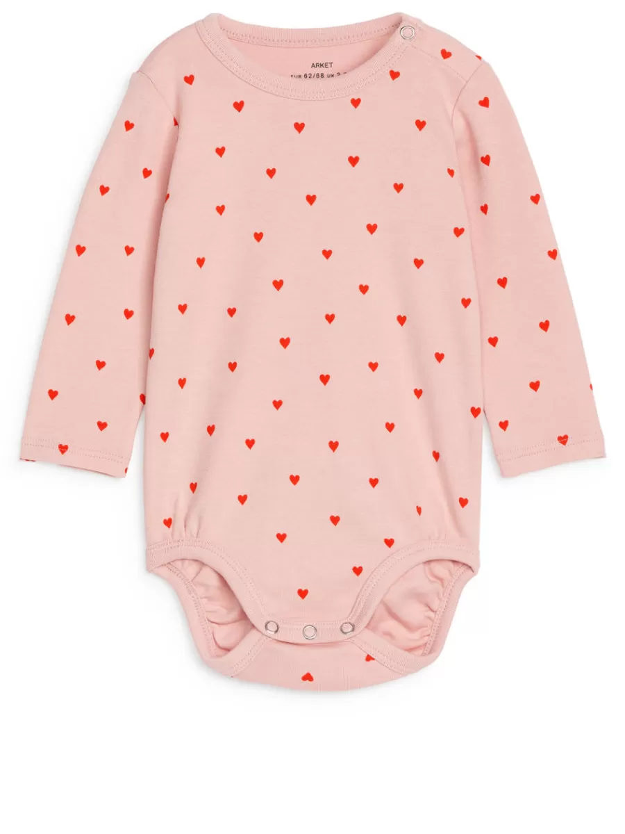 Outlet ARKET Long-Sleeve Bodysuit Pink/Hearts