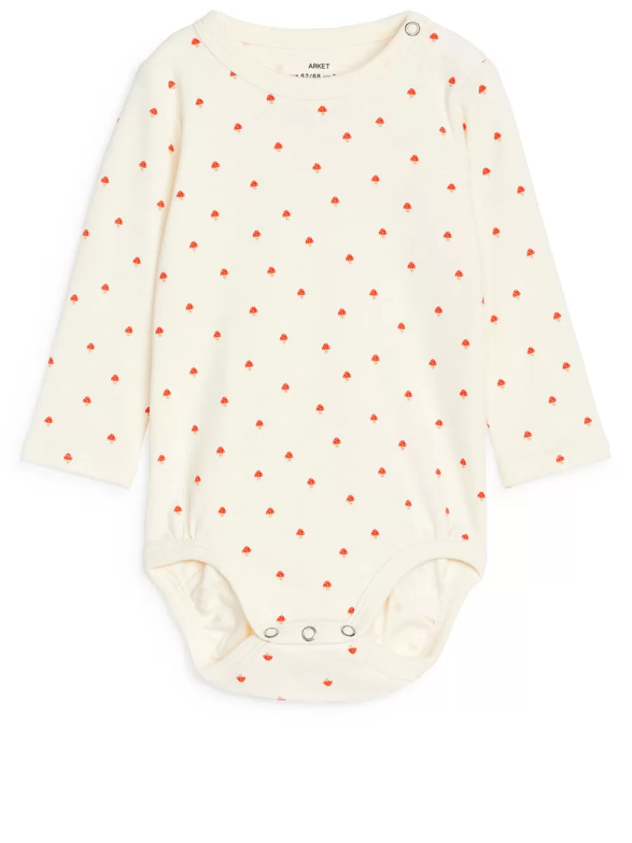 New ARKET Long-Sleeve Bodysuit Off White/Mushrooms