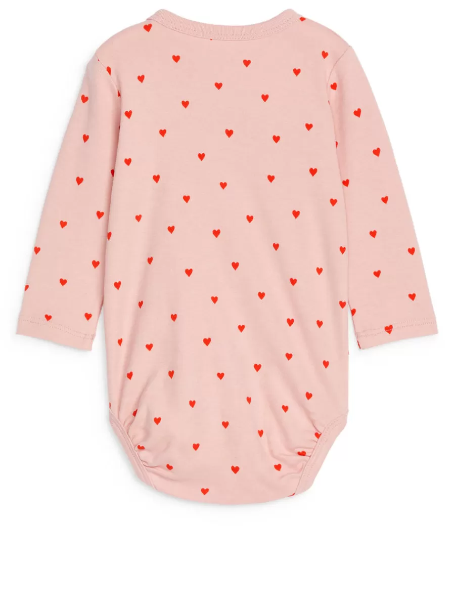 Outlet ARKET Long-Sleeve Bodysuit Pink/Hearts