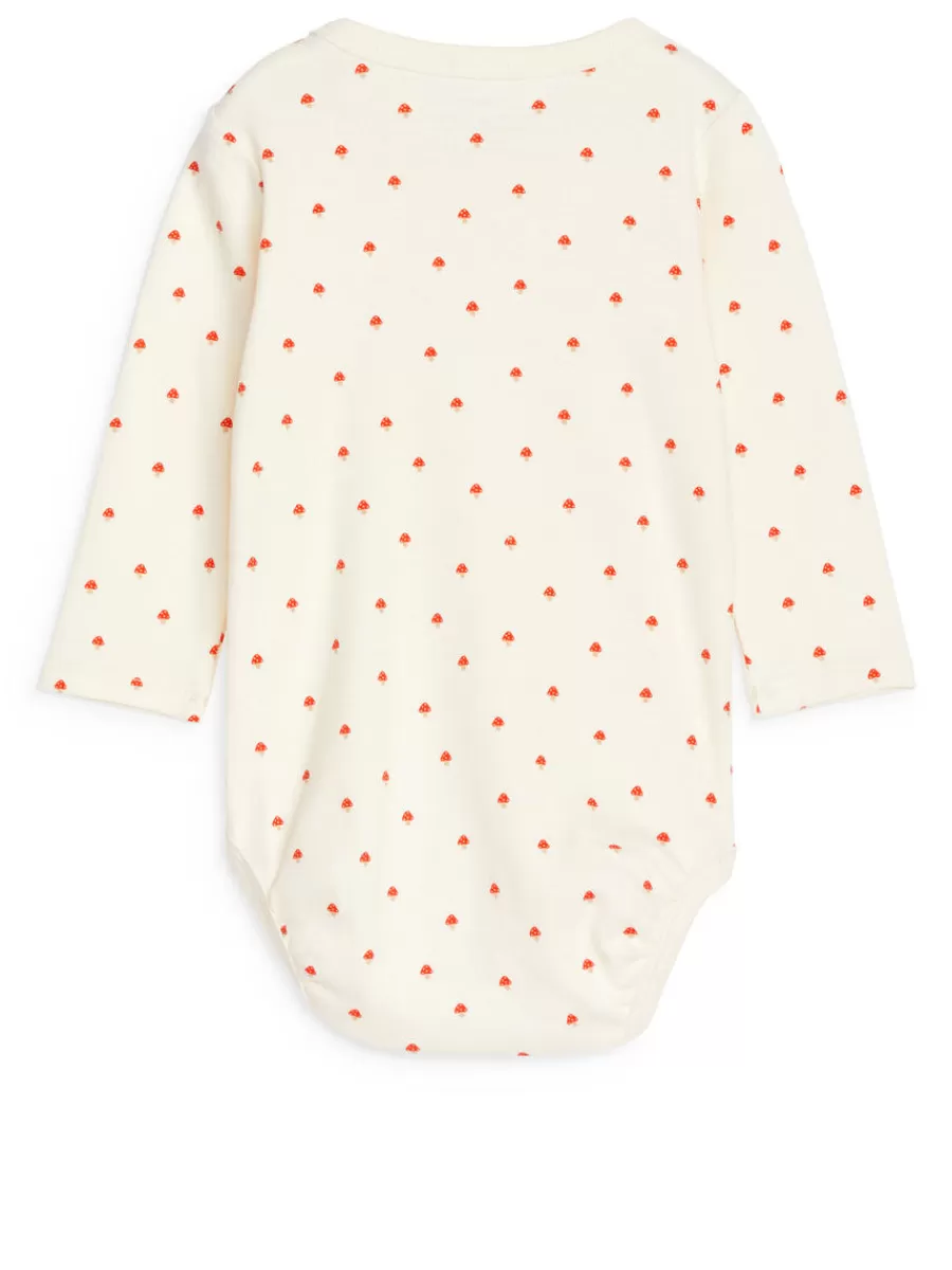 New ARKET Long-Sleeve Bodysuit Off White/Mushrooms