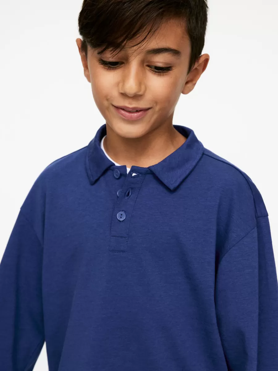 Cheap ARKET Long-Sleeve Polo Shirt Bright Blue