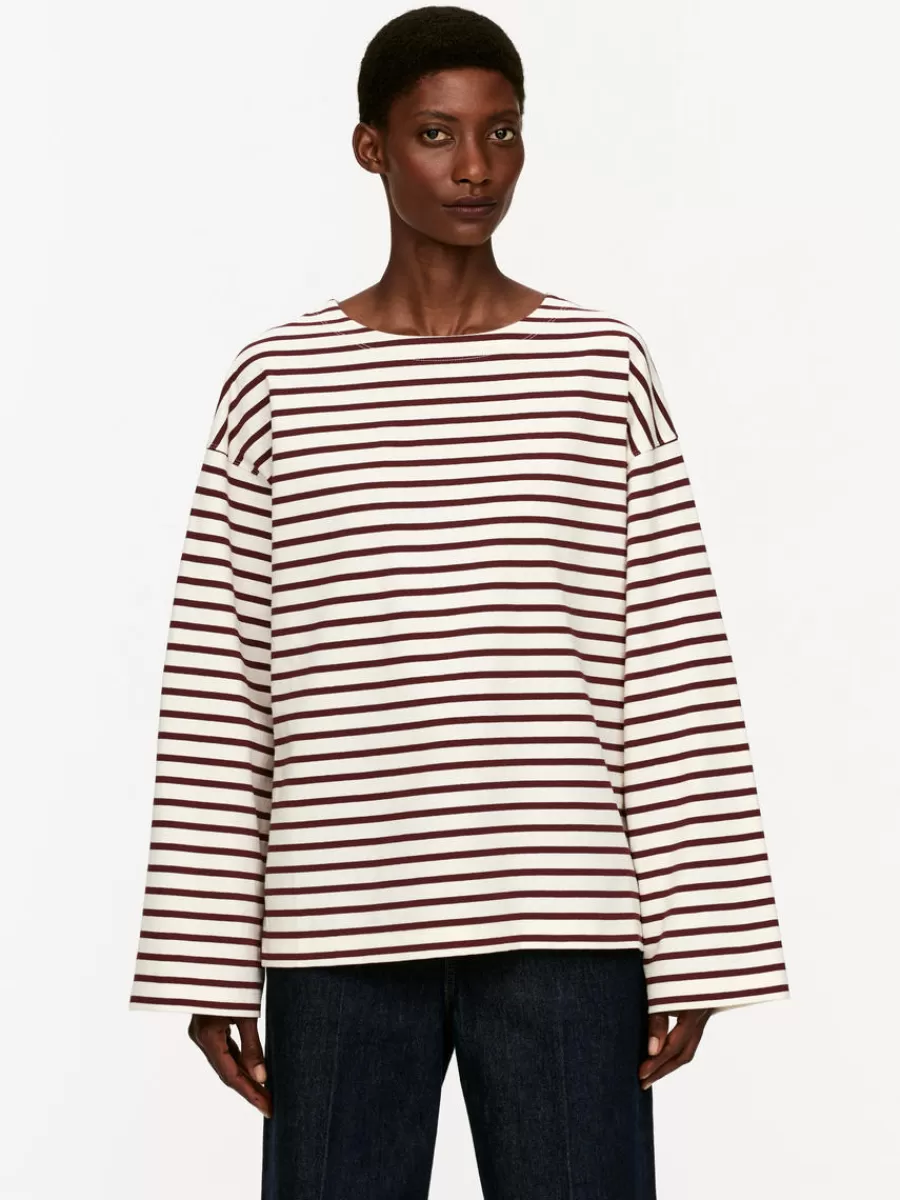 New ARKET Long-Sleeve T-Shirt White/Dark Red