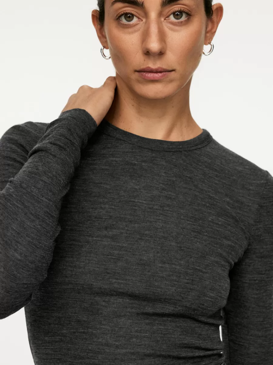 Cheap ARKET Long-Sleeved Merino Top Dark Grey Melange