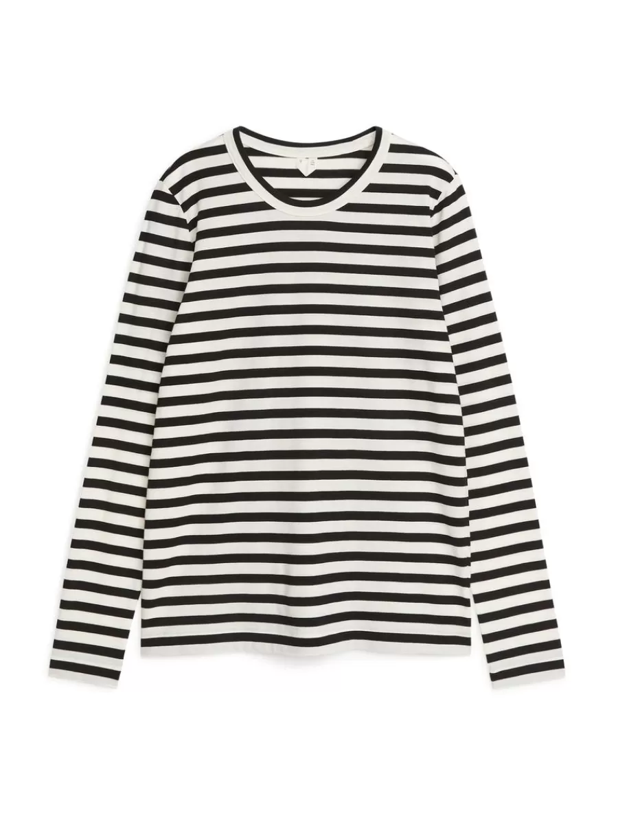 Cheap ARKET Long-Sleeved T-Shirt Black/Beige