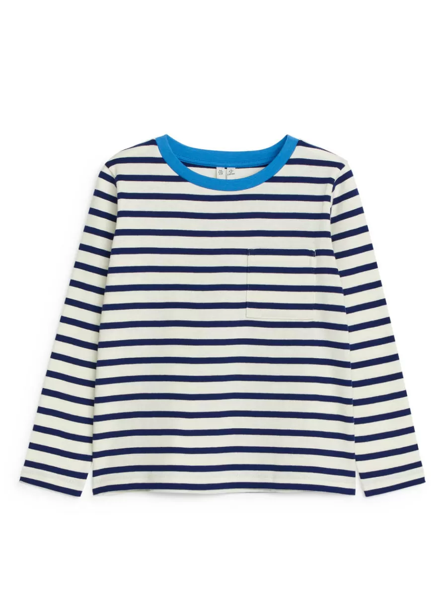 Fashion ARKET Long-Sleeved T-Shirt White/Dark Blue