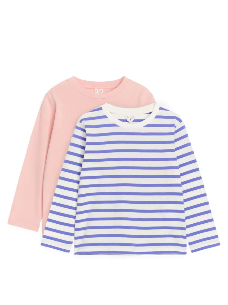 Discount ARKET Long-Sleeved T-Shirt Set Of 2 Lilac/Off White/Pink
