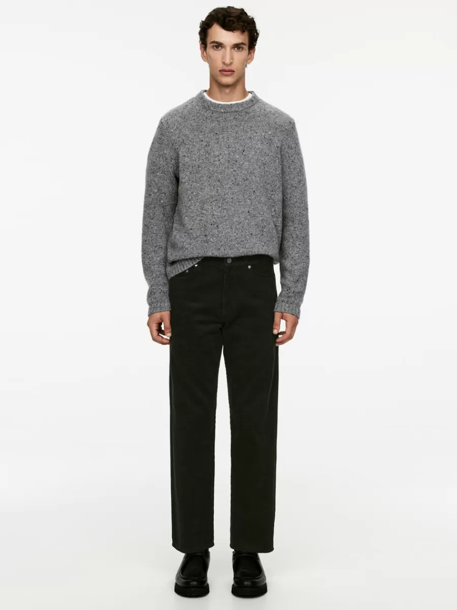 Fashion ARKET LOOSE Corduroy Trousers Dark Green