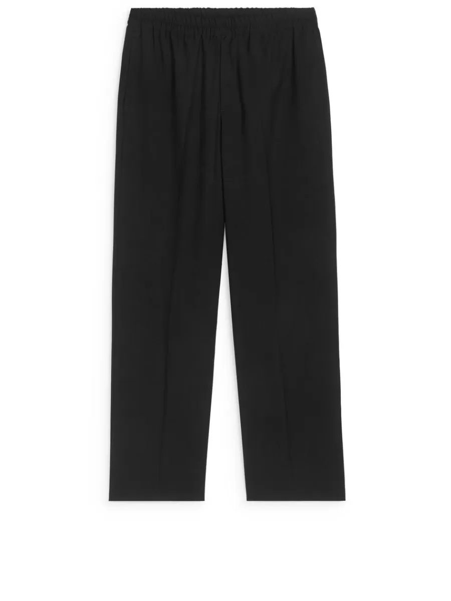Outlet ARKET Loose Fit Wool Trousers Black
