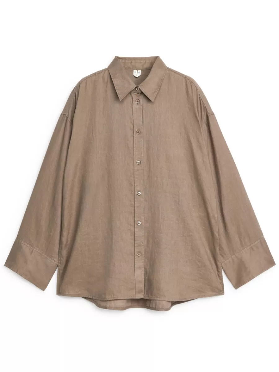 Cheap ARKET Loose Linen Shirt Mole
