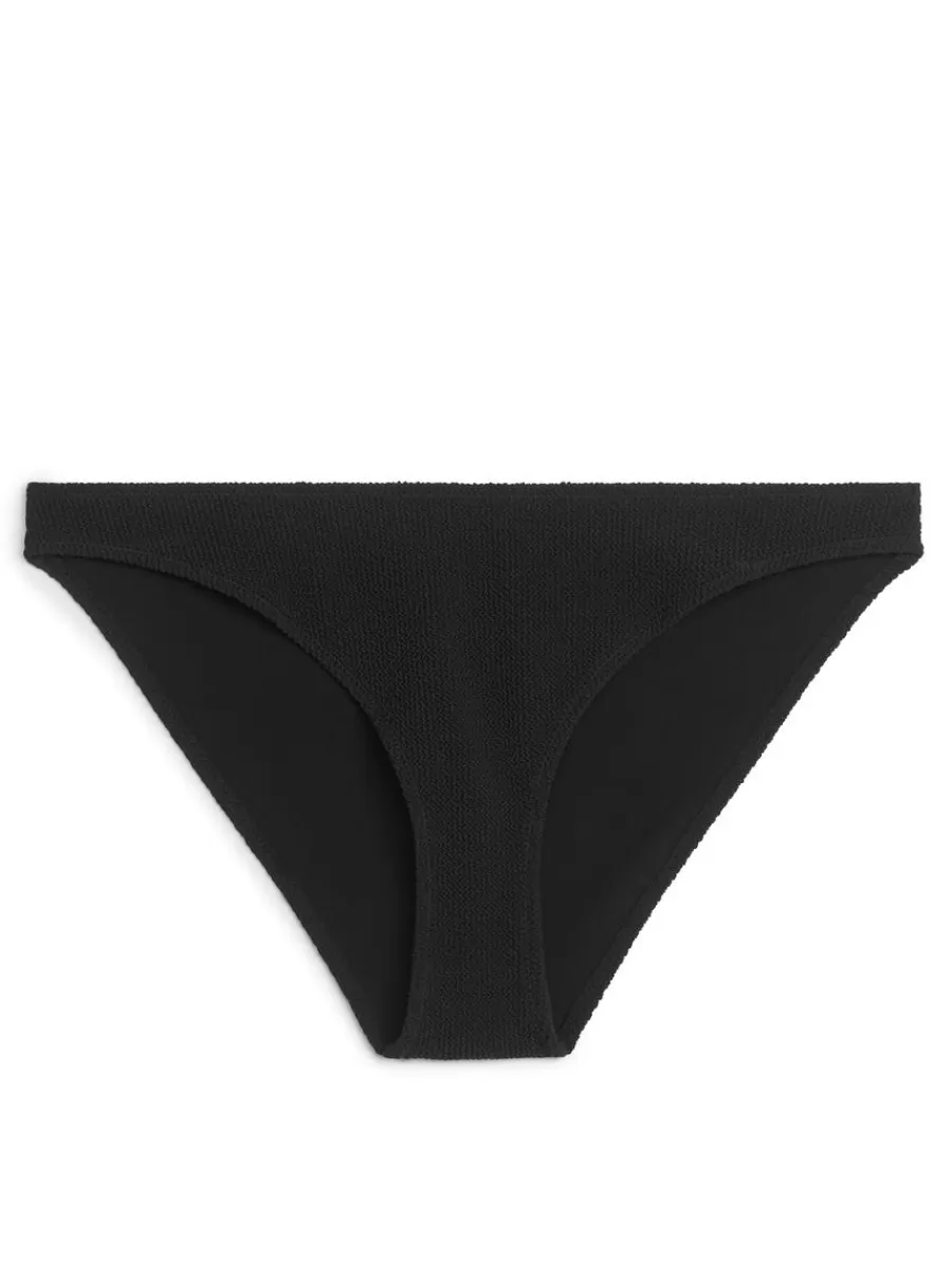 Online ARKET Low Waist Crinkle Bikini Bottom Black